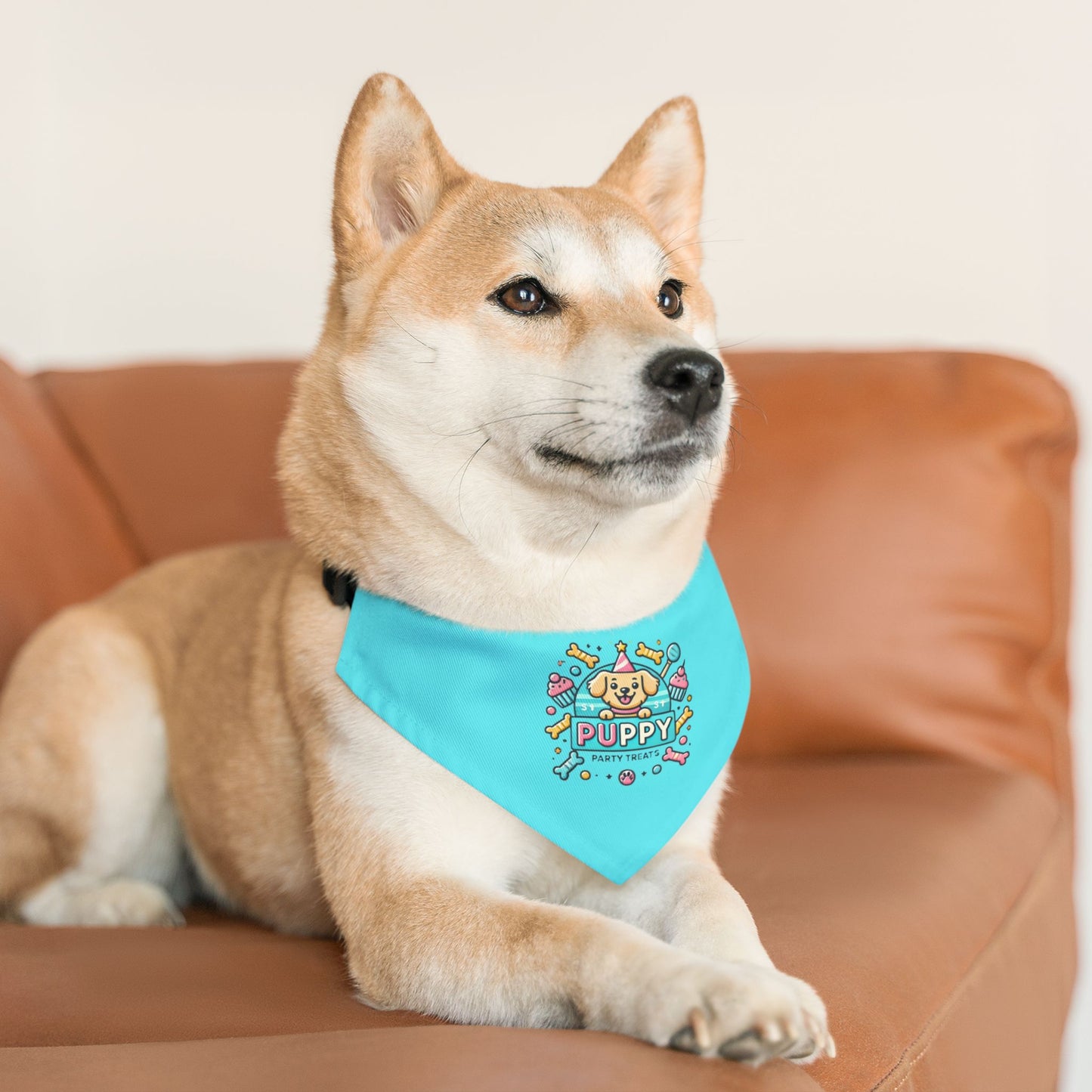 Fun & Festive Puppy Party Bandana Collar - Blue