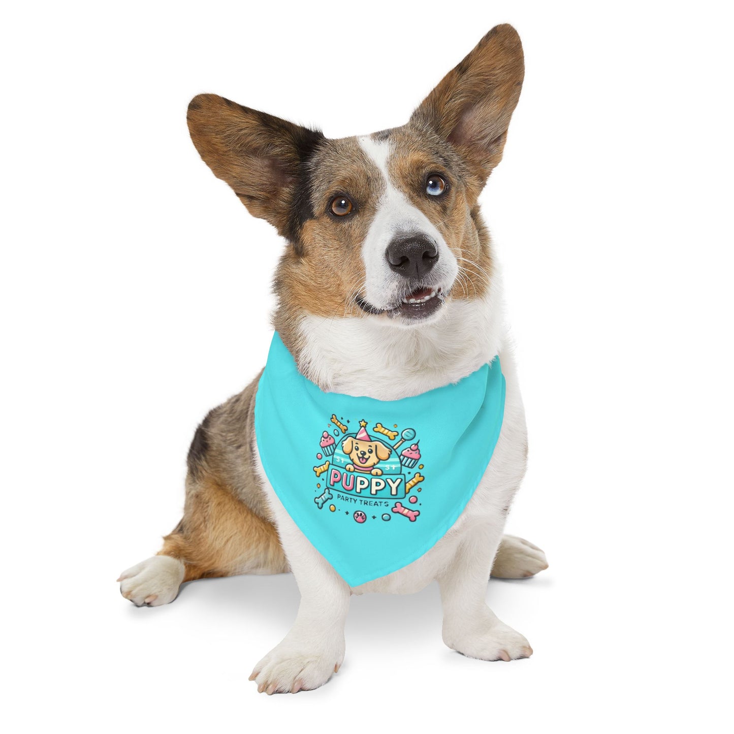 Fun & Festive Puppy Party Bandana Collar - Blue