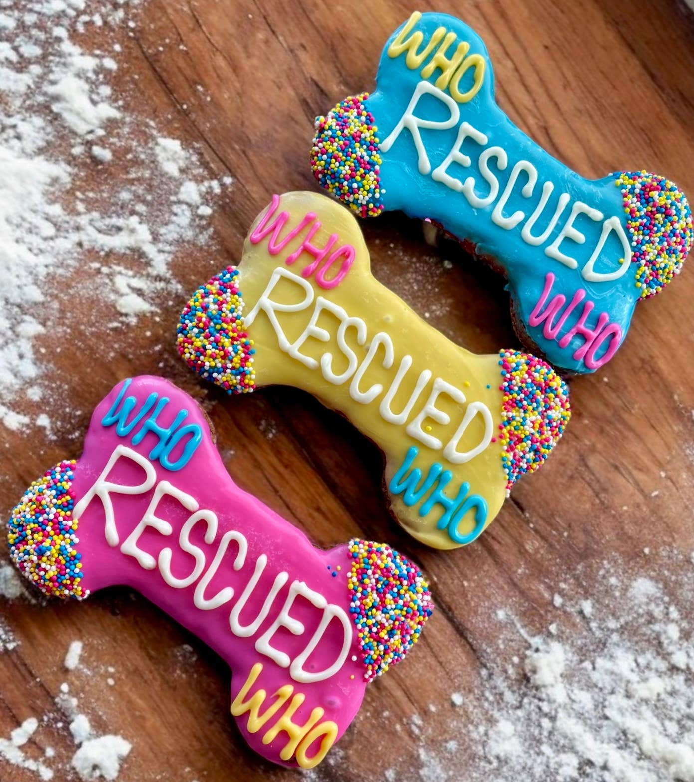 6 inch Who Rescued Who bone dog treats