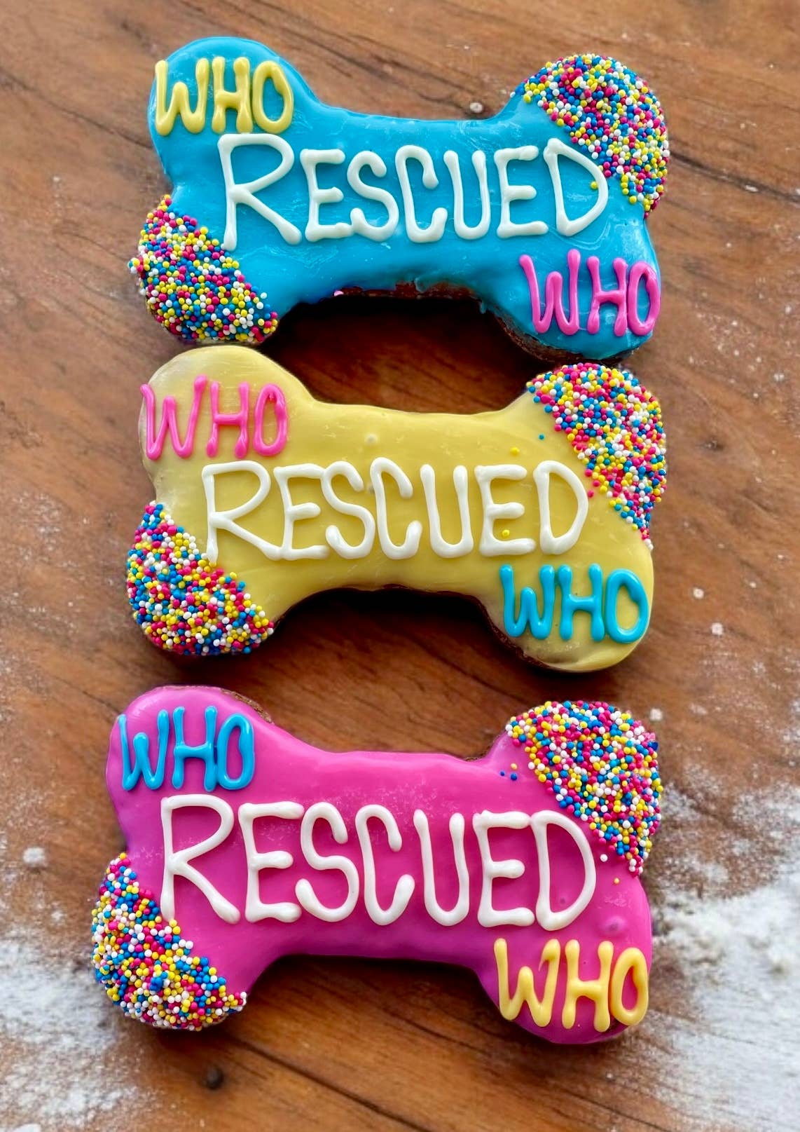 6 inch Who Rescued Who bone dog treats