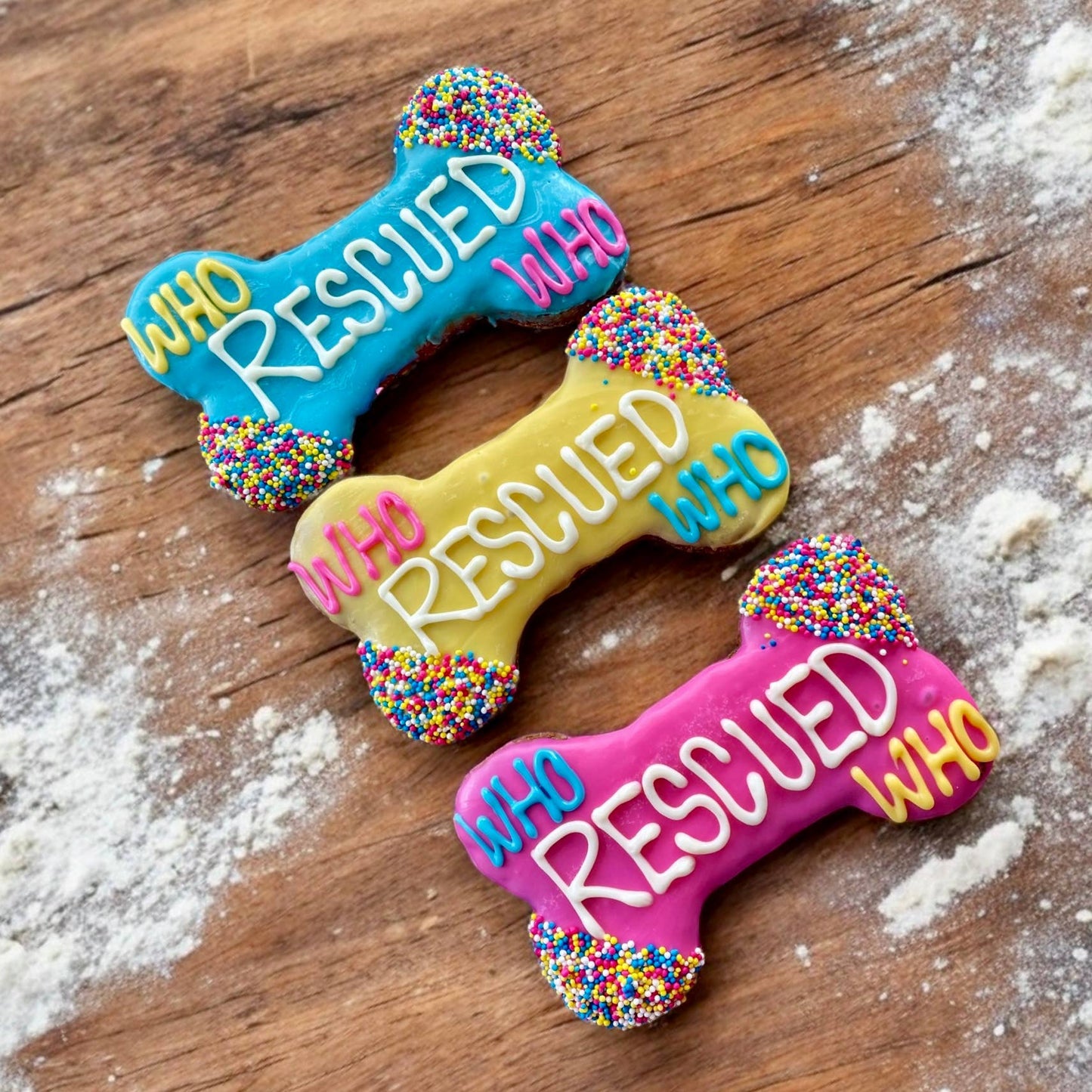 6 inch Who Rescued Who bone dog treats